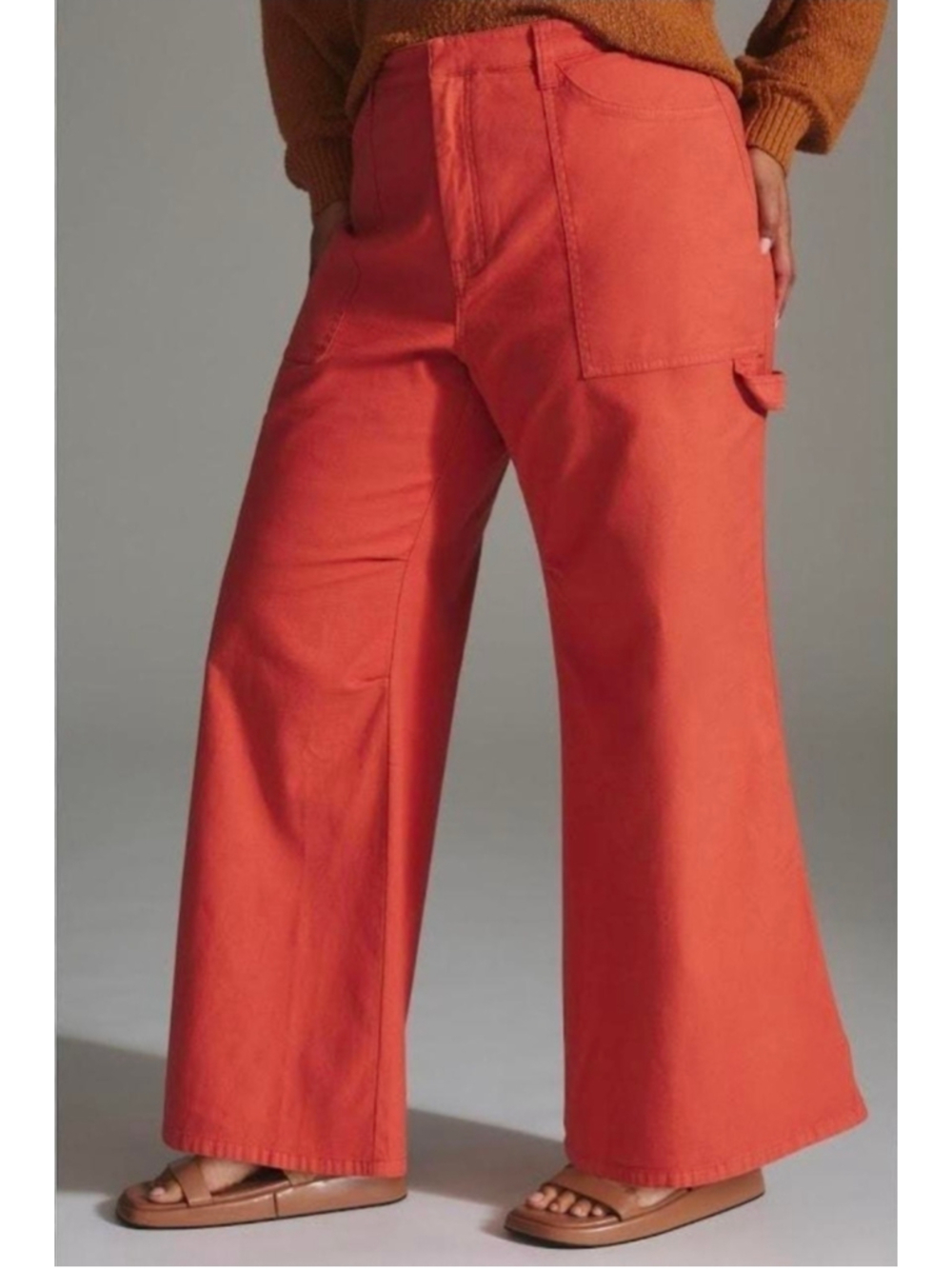 Anthropologie Pilcro Painter Puddle Flare Cargo Pants Terracotta Rust Plus 20W
